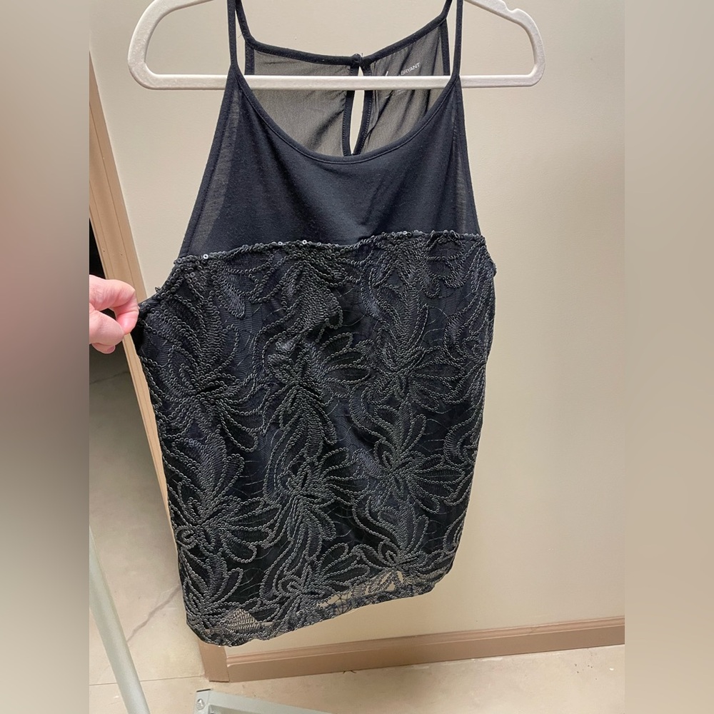 Lane Bryant Black Sheer Top with Sequins 14 / 16 plus